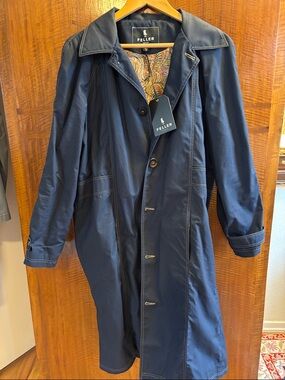 Feller Navy Raincoat with Contrast Stitching